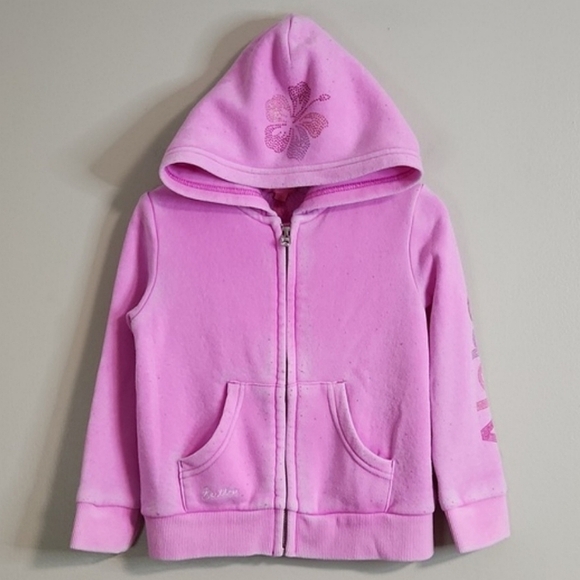 🌺🍍 BUTTER Pink "Aloha" Pineapple Hibiscus Hoodie, Size 3T ~ PRELOVED - Picture 1 of 11